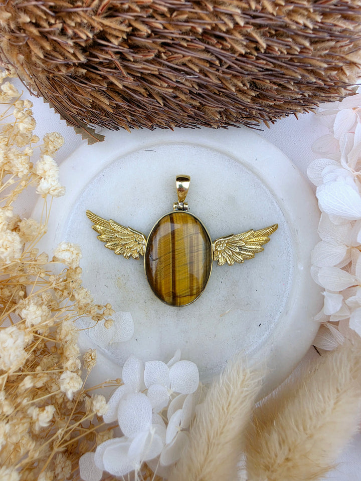 Tigers Eye Anahata Brass Pendant