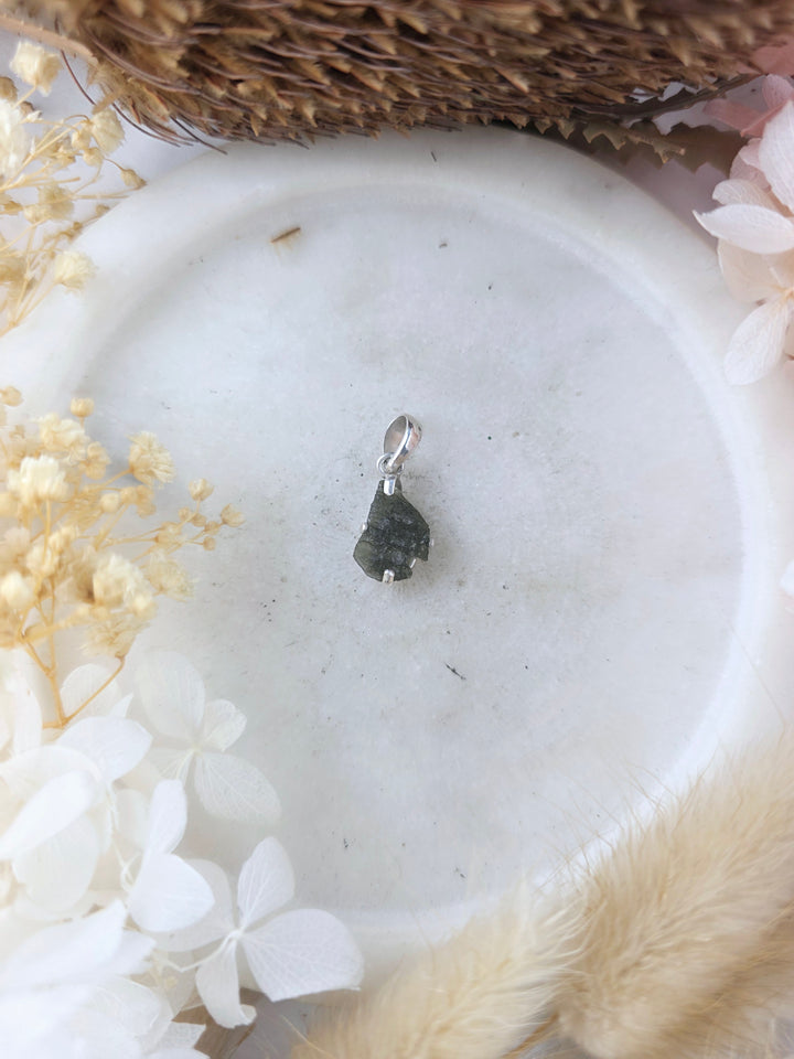Moldavite Silver Pendant