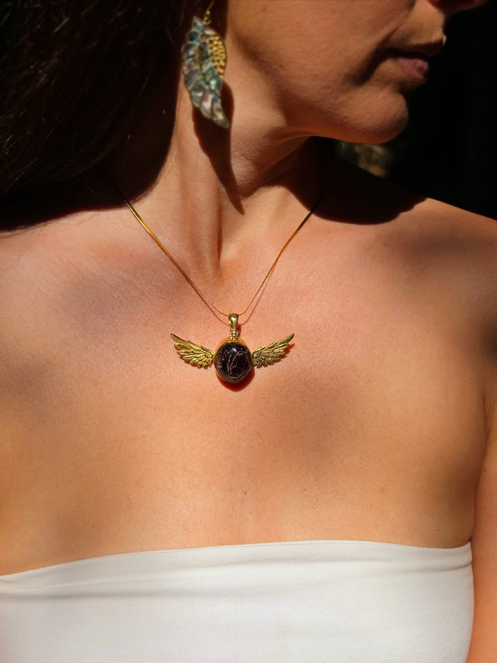 Garnet Anahata Brass Pendant