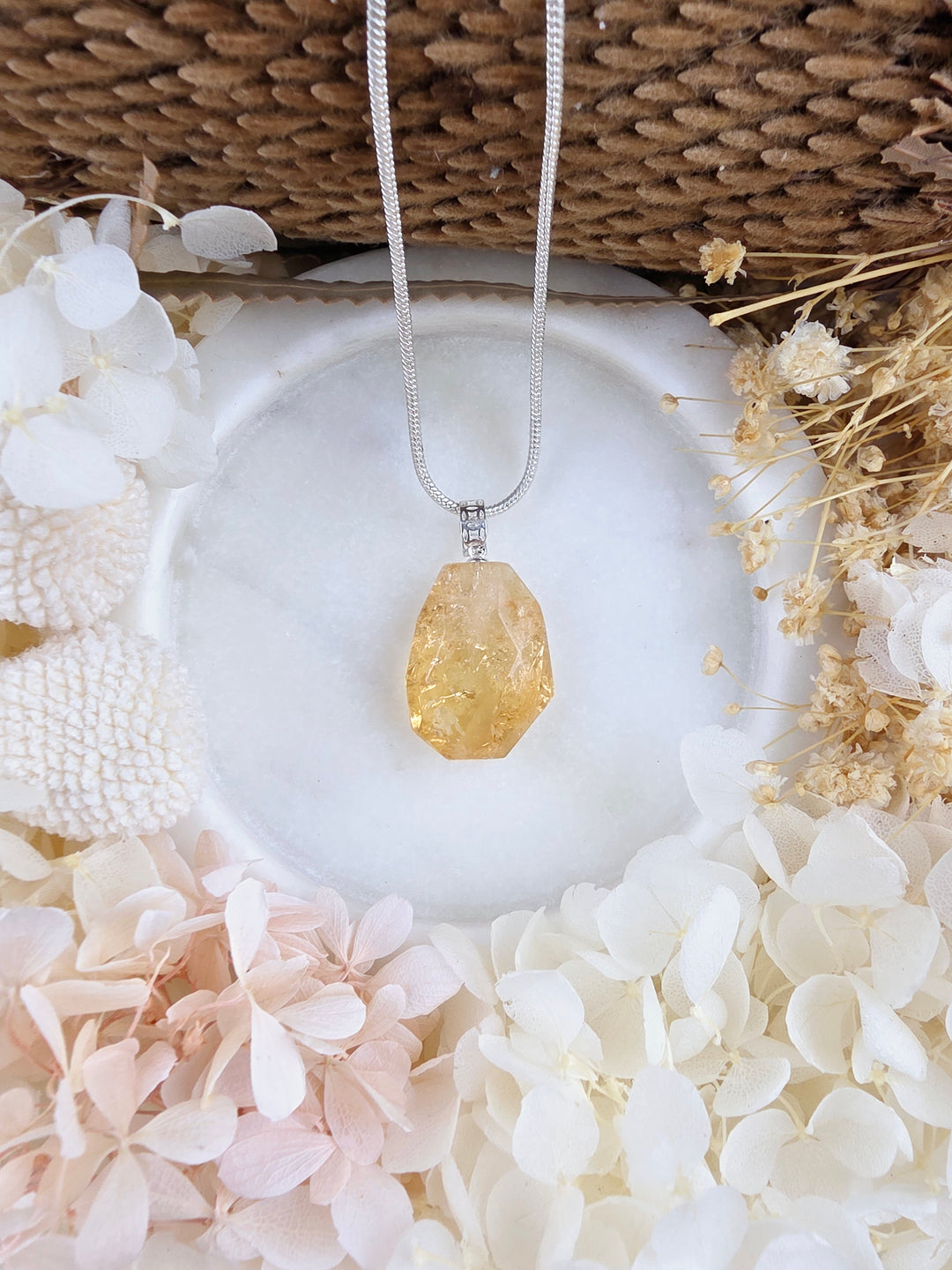 Citrine Faceted Silver Pendant — Made to Shine