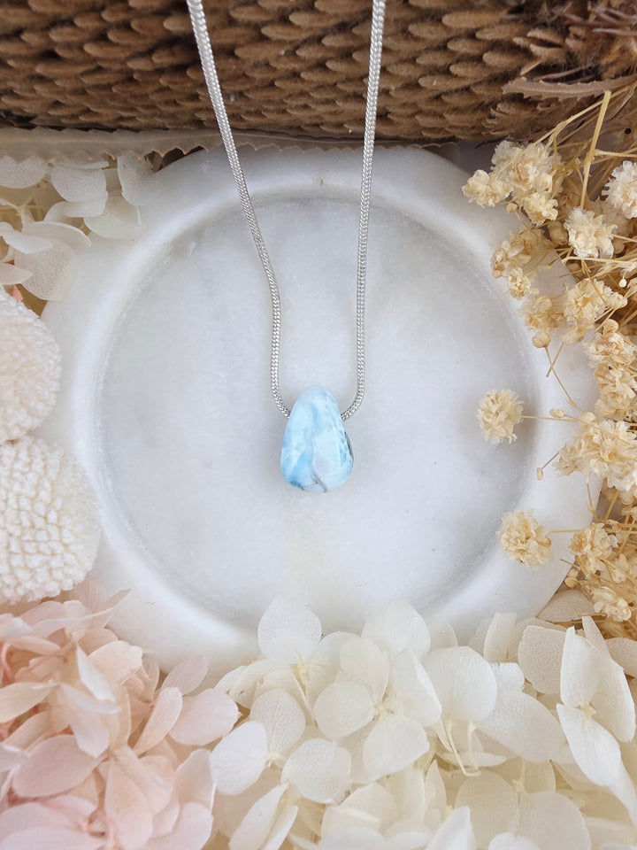 Larimar Small Tumbled Pendant - Calm Waters