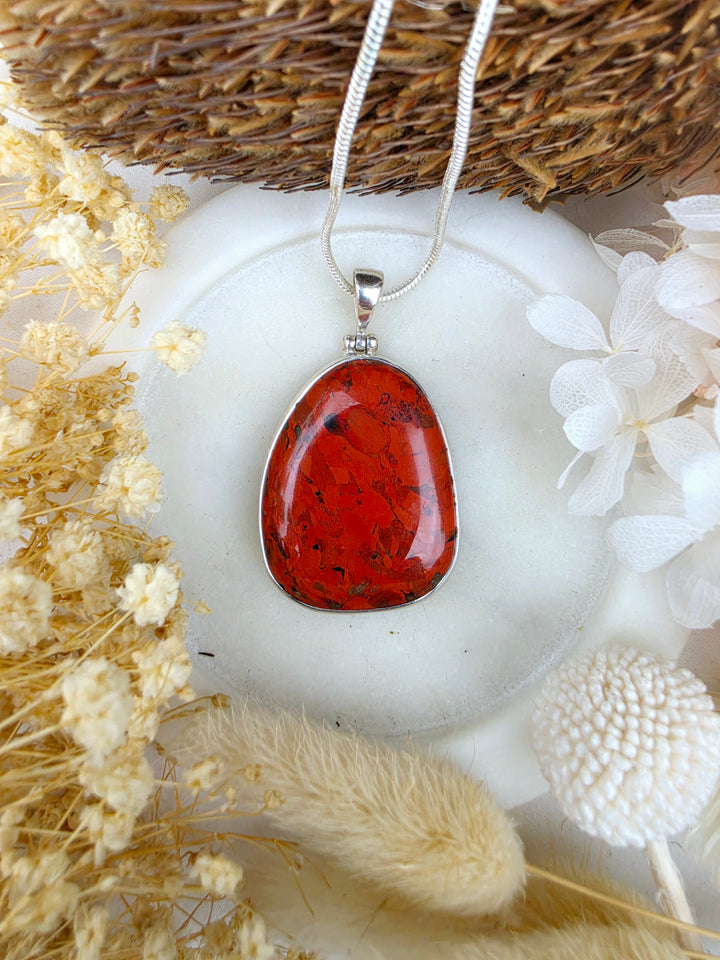 Red Jasper Silver Pendant — Your Quiet Shield