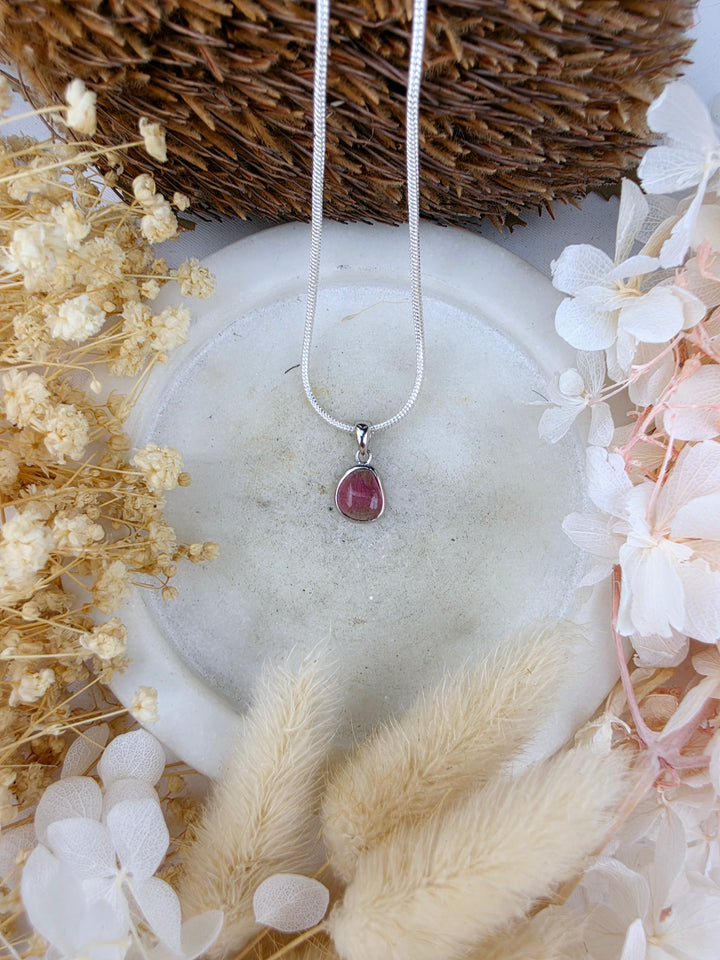 Watermelon Tourmaline Silver Pendant