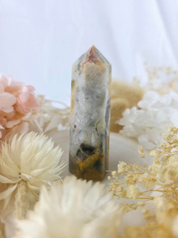 Crazy Lace Agate Druzy Tower