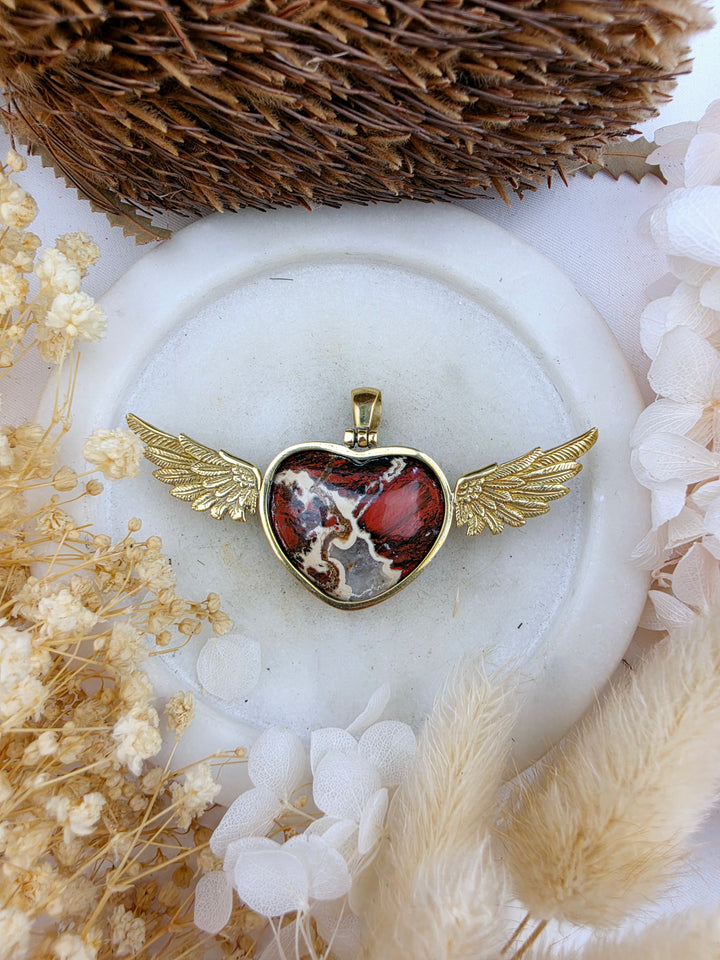 Red Jasper Anahata Brass Pendant