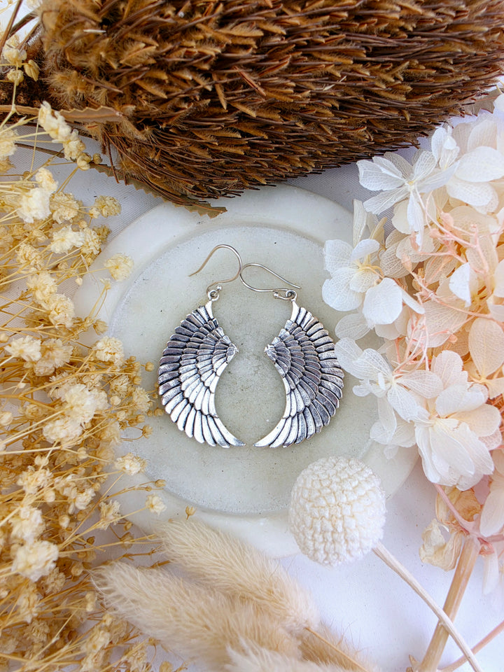 Divine Goddess Wing Silver Earrings