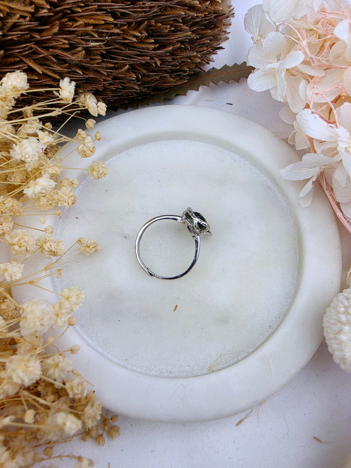 Moldavite Silver Ring - Adjustable