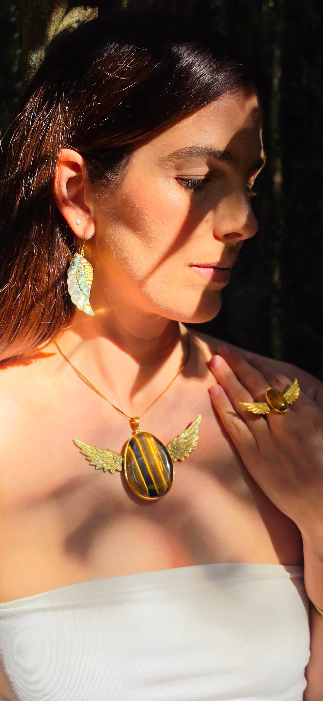 Tigers Eye Queen Anahata Brass Pendant