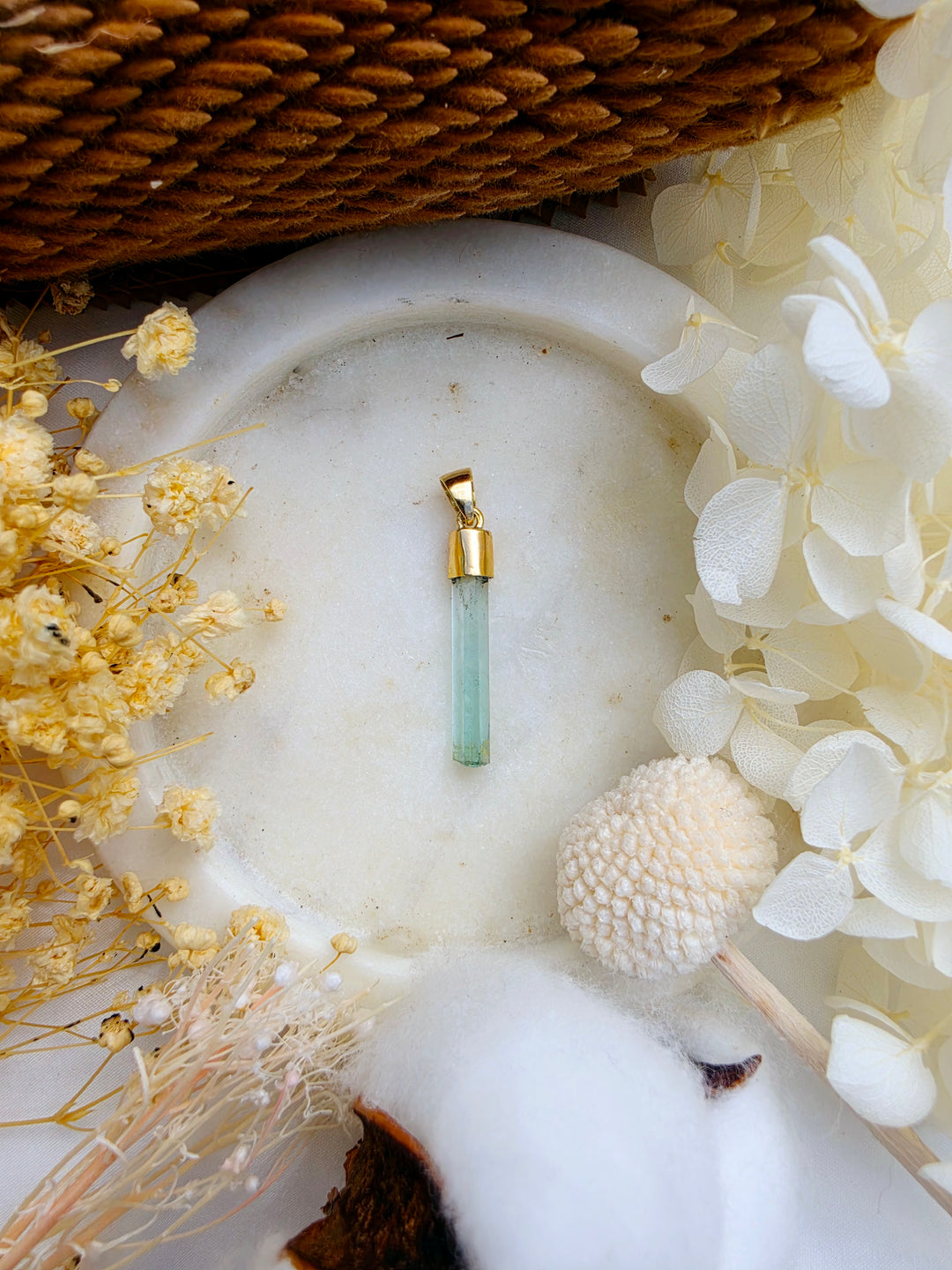 Natural Raw Emerald Pendant – 9K Solid Gold