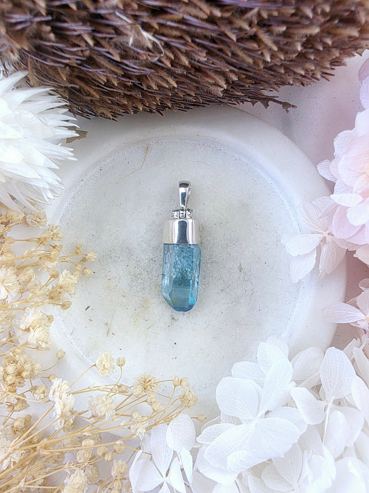 Aqua Aura Silver Pendant