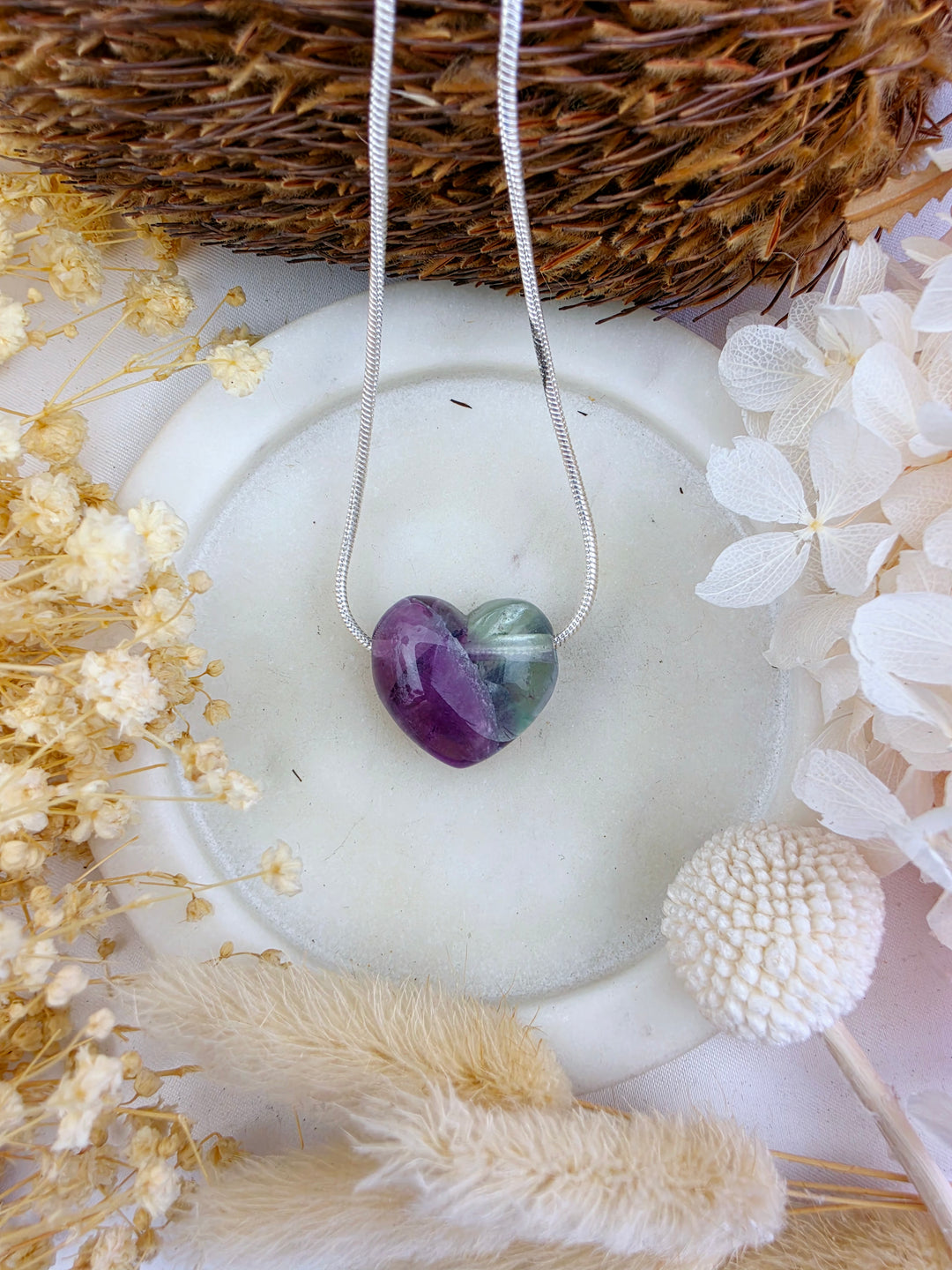 Rainbow Fluorite Heart Pendant — Dream Without Limits