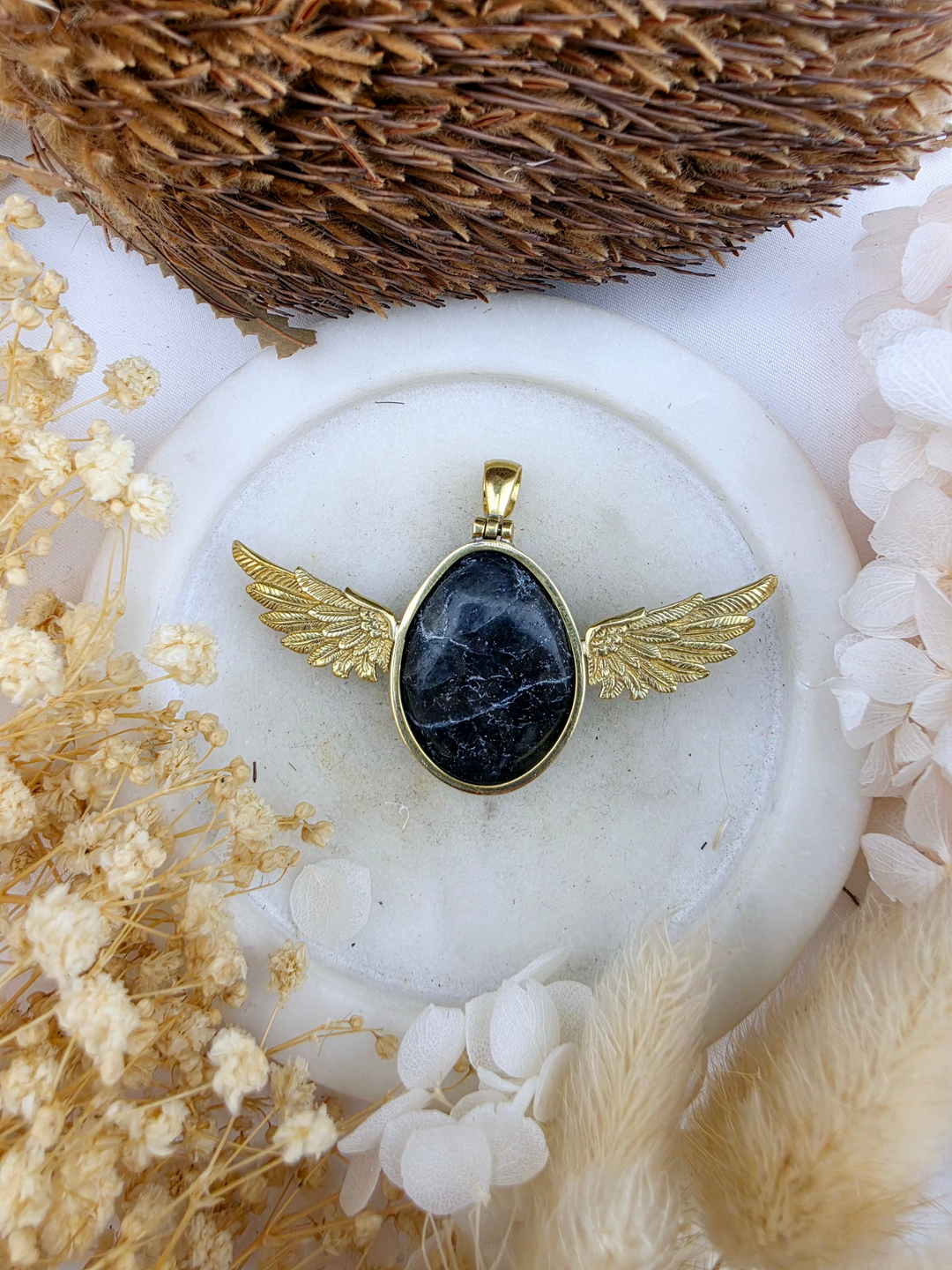 Iolite Anahata Brass Pendant