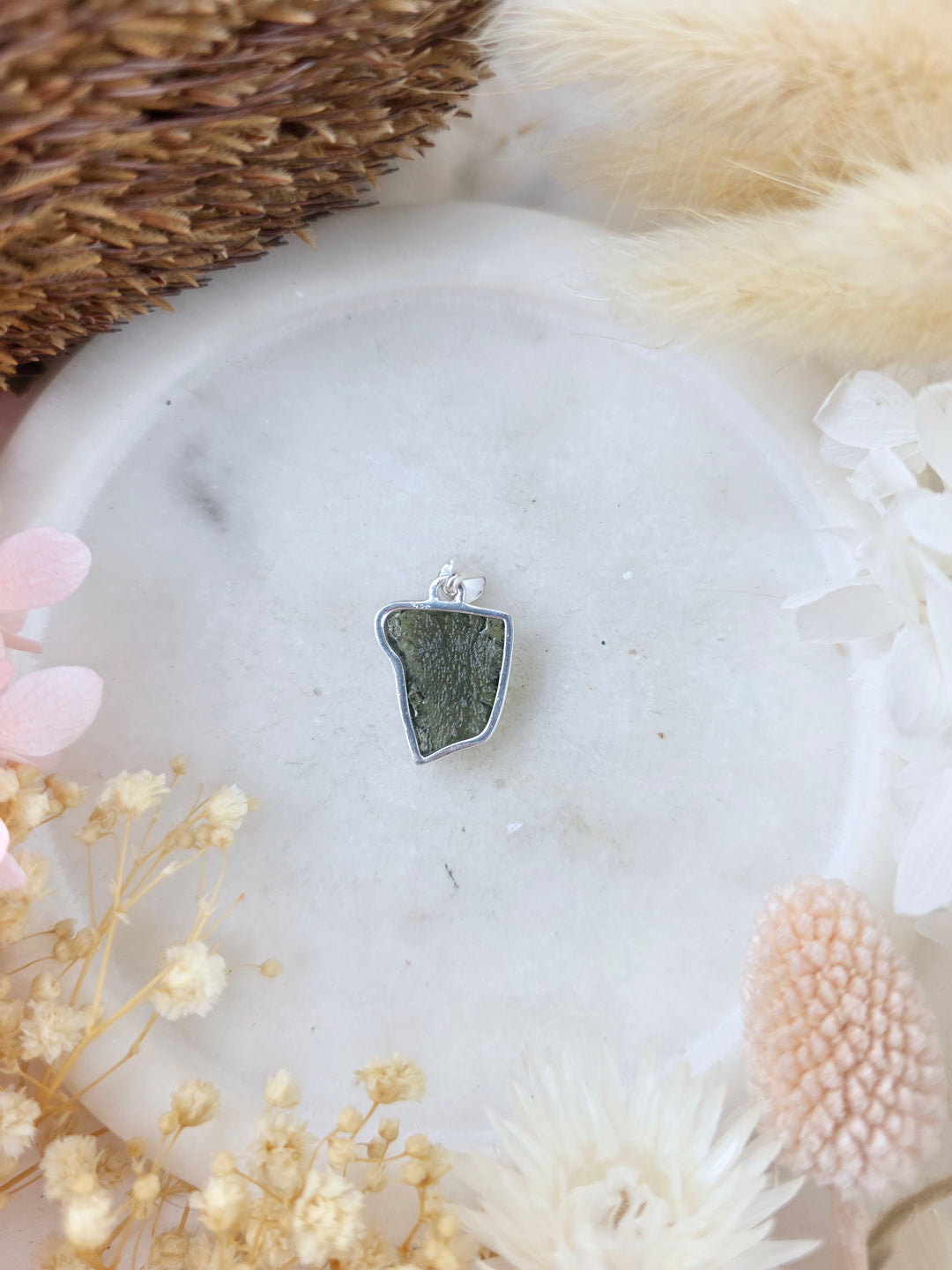 Moldavite Silver Pendant