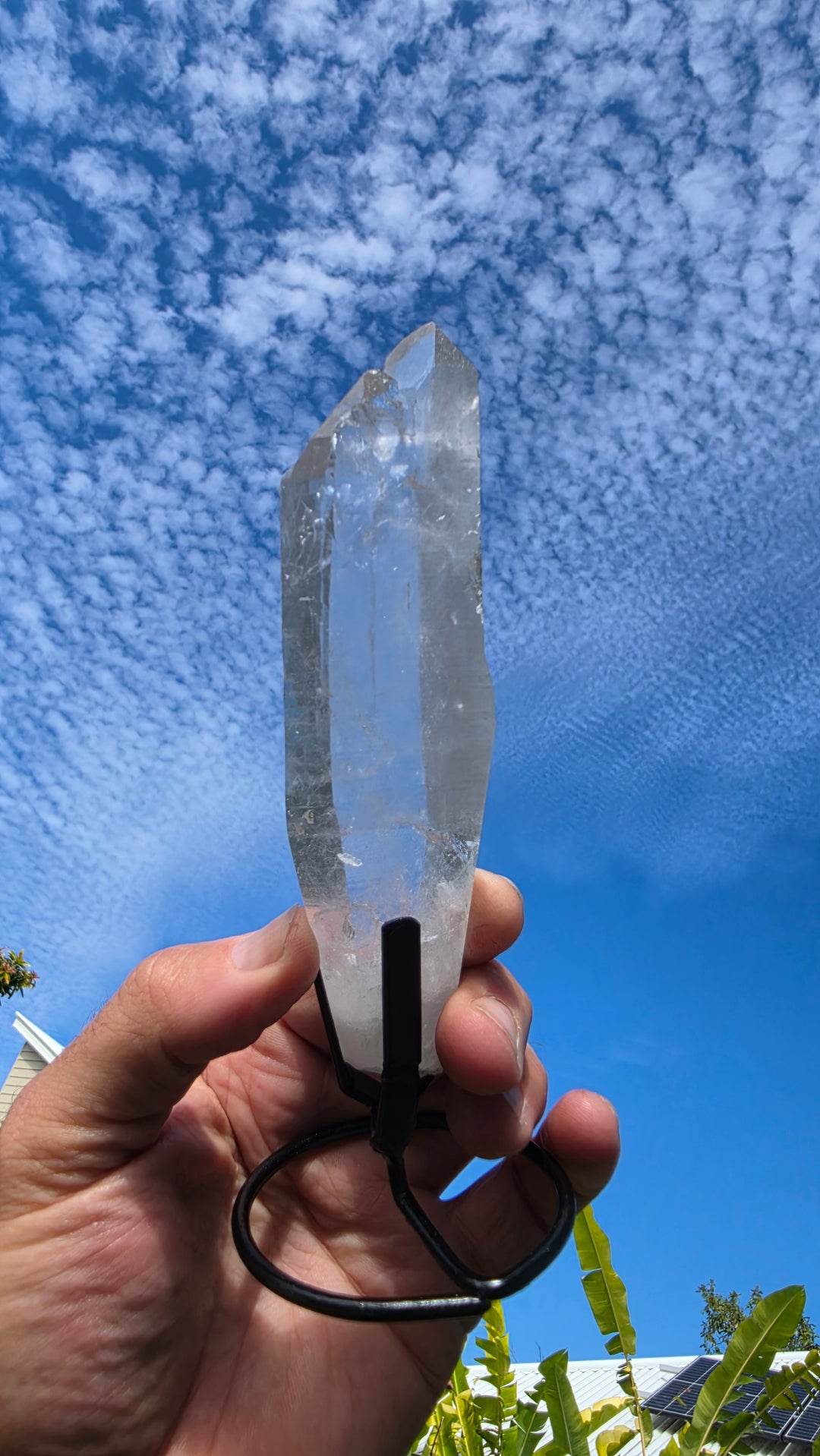 Lemurian Twin Flame Laser Quartz with metal stand