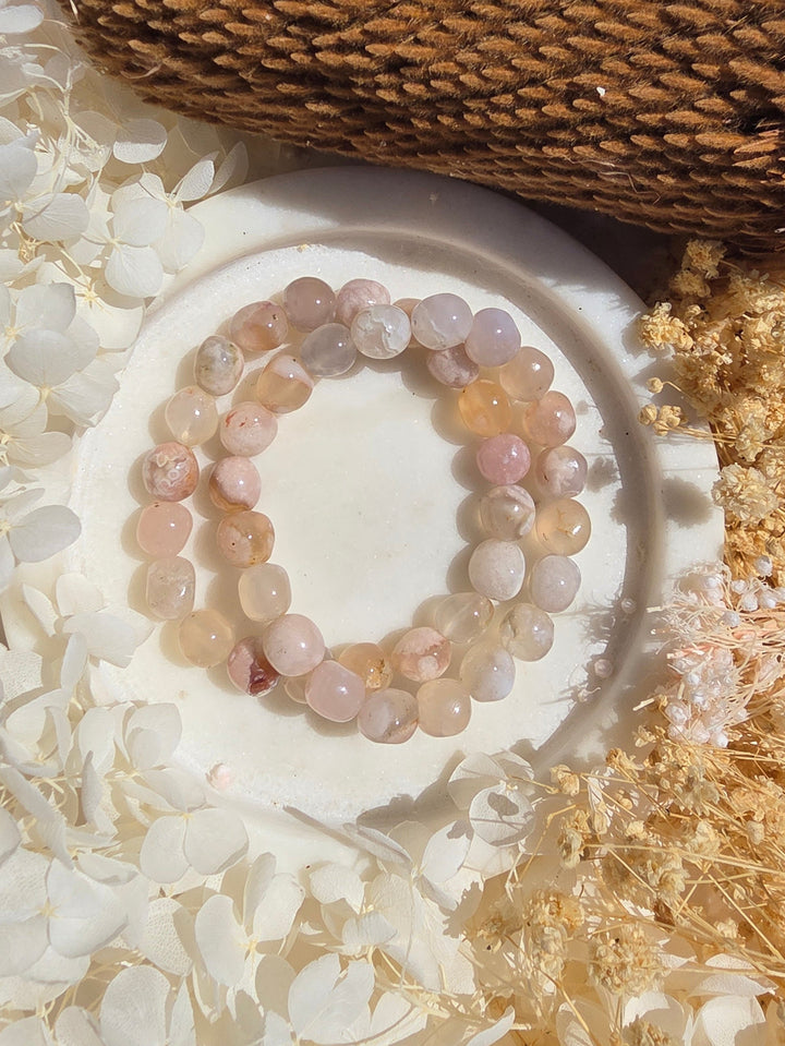 Cherry Blossom Agate Bracelet - 8/10mm
