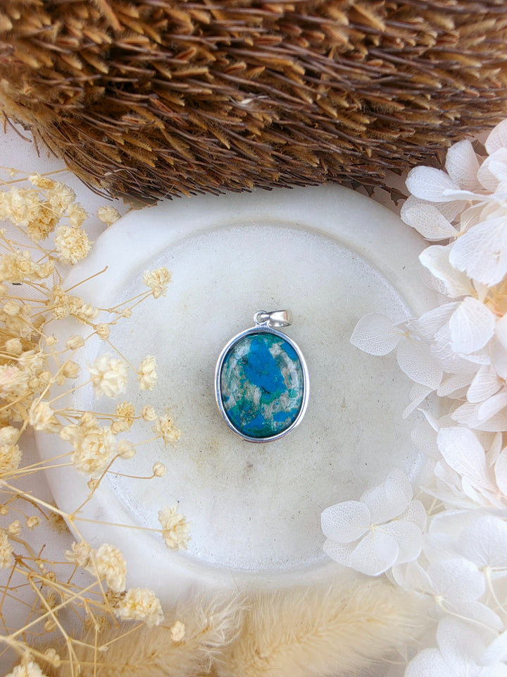 Chrysocolla Silver Pendant