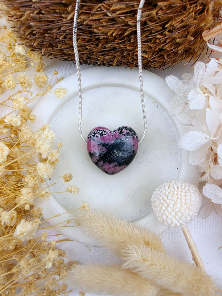 Rhodonite Heart Pendant - Free To Heal