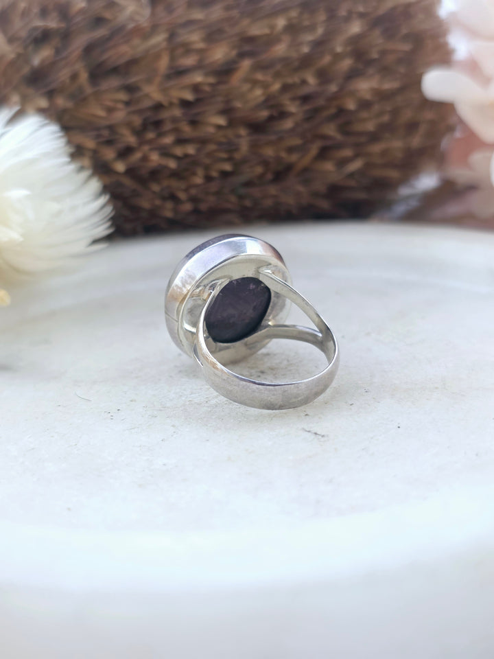 Star Ruby Silver Ring - Size 7