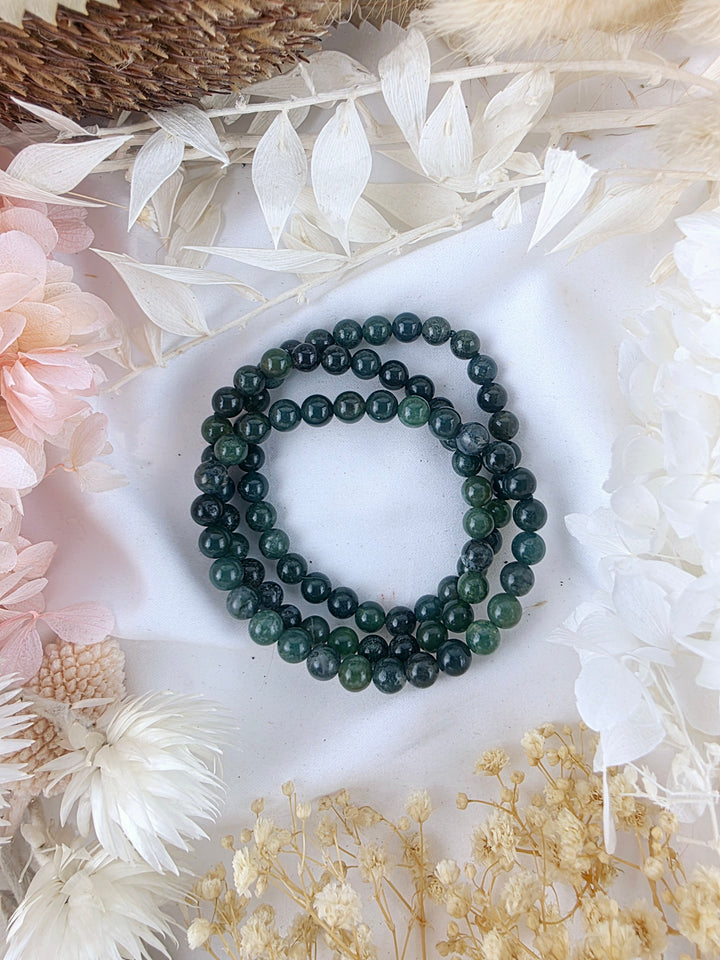 Moss Agate Bracelet - 5mm