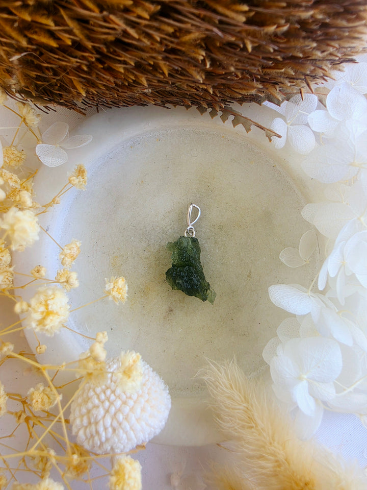 Moldavite Silver Pendant