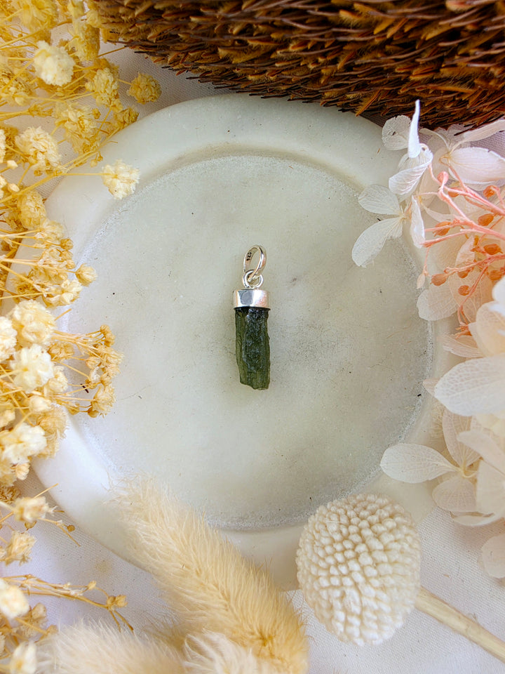 Moldavite Silver Pendant — Manifest & Transform