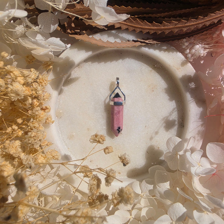 Rhodonite Alignment Silver Pendant