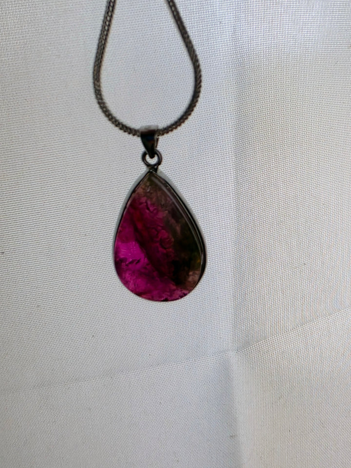Watermelon Tourmaline Silver Pendant