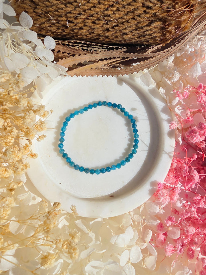 Blue Apatite Faceted Bracelet - 4mm