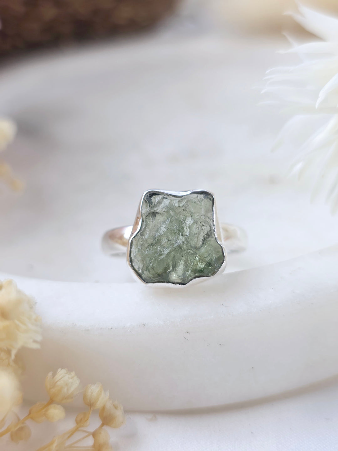 Moldavite Silver Ring