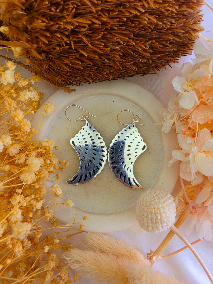 Divine Goddess Ocean Wing Silver Earrings