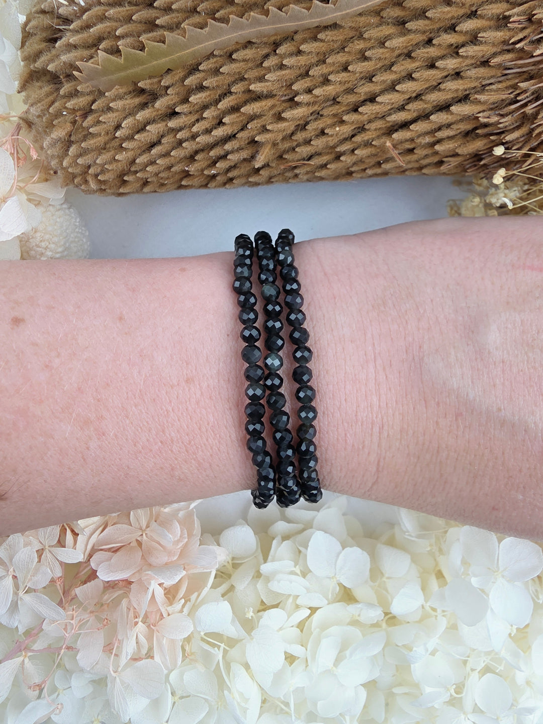 Obisidian Faceted Bracelet - 4mm