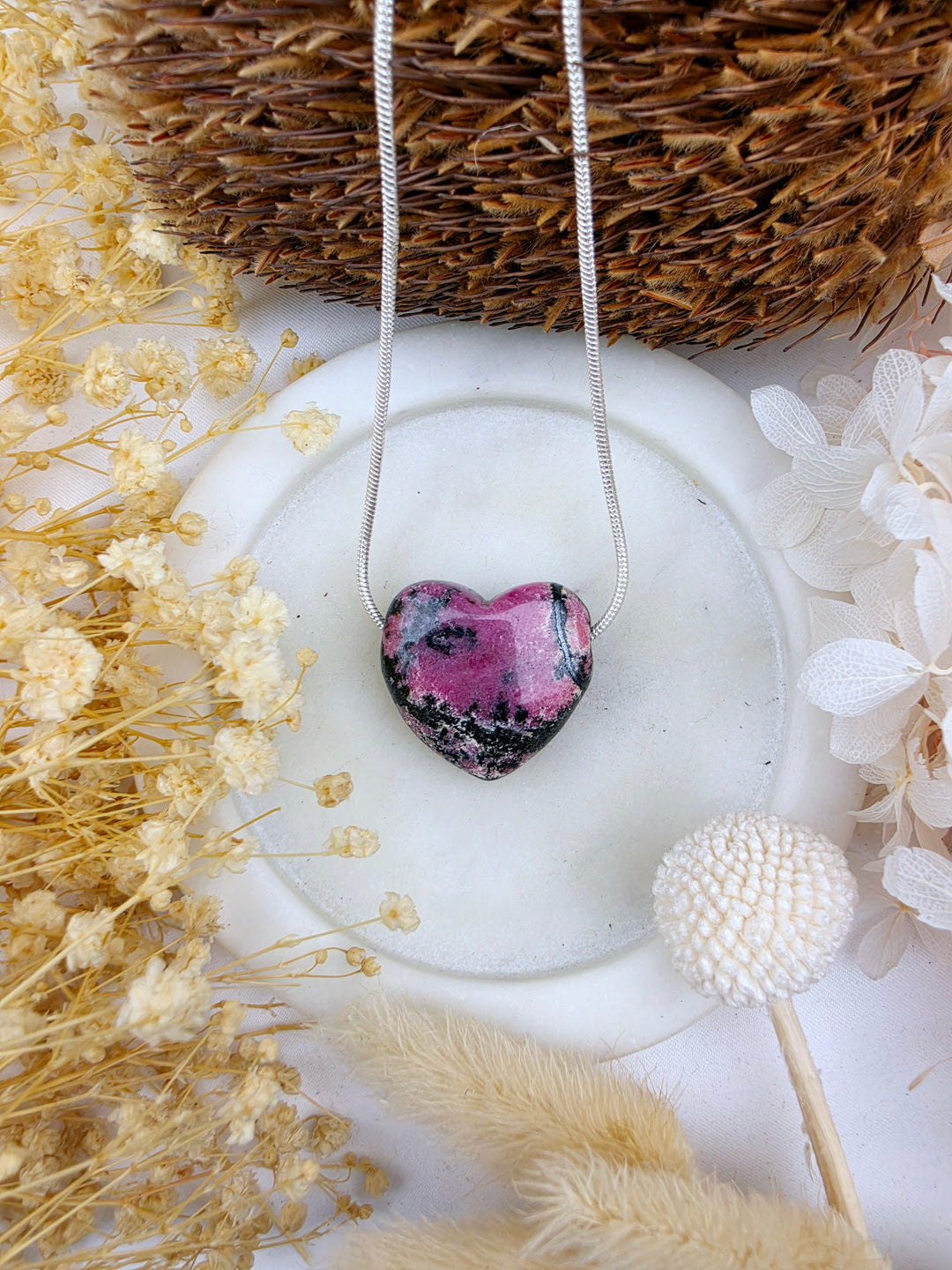 Rhodonite Heart Pendant - Free To Heal
