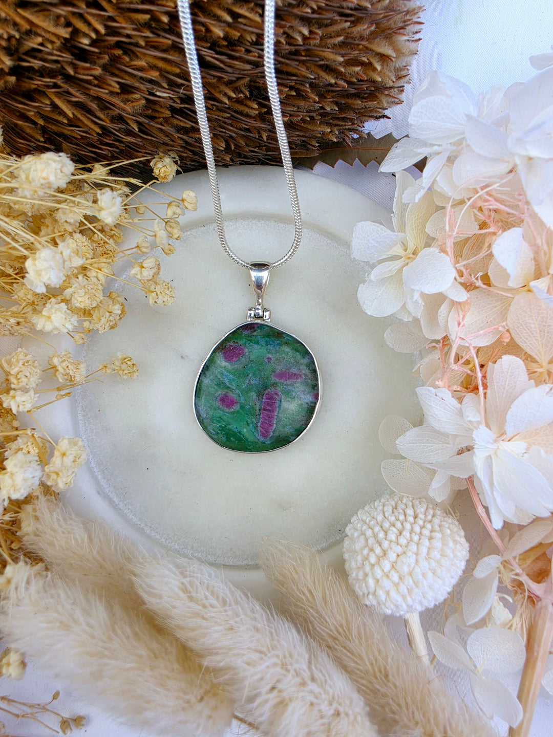 Ruby Fuchsite Silver Pendant