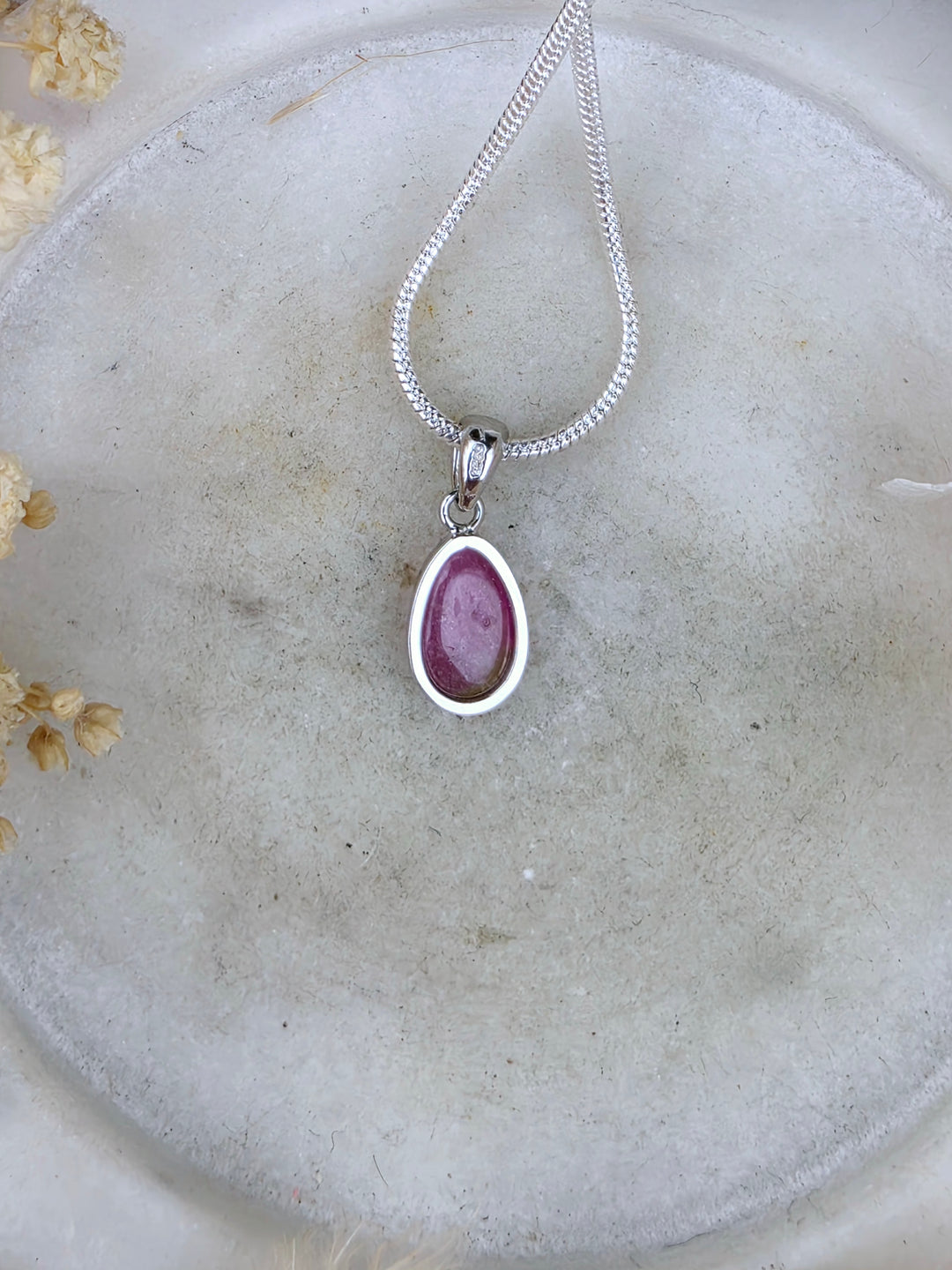 Watermelon Tourmaline Silver Pendant