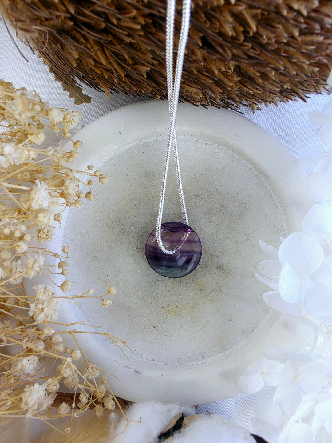 Rainbow Fluorite Donut Pendant