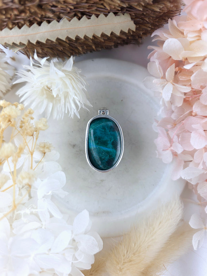 Chrysocolla Silver Pendant