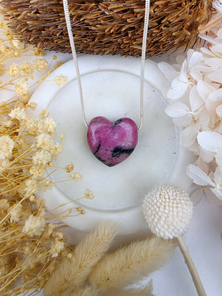 Rhodonite Heart Pendant - Free To Heal
