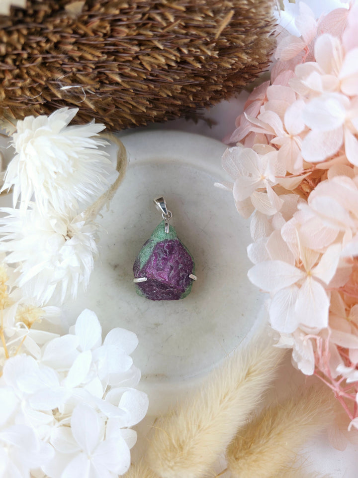 Ruby Zoisite Silver Pendant