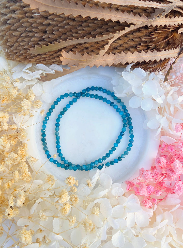 Blue Apatite Faceted Bracelet - 4mm