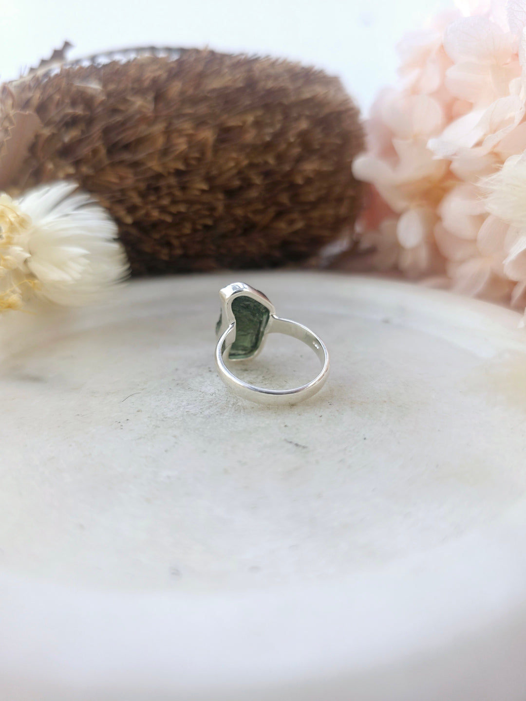 Moldavite Silver Ring - Size 7