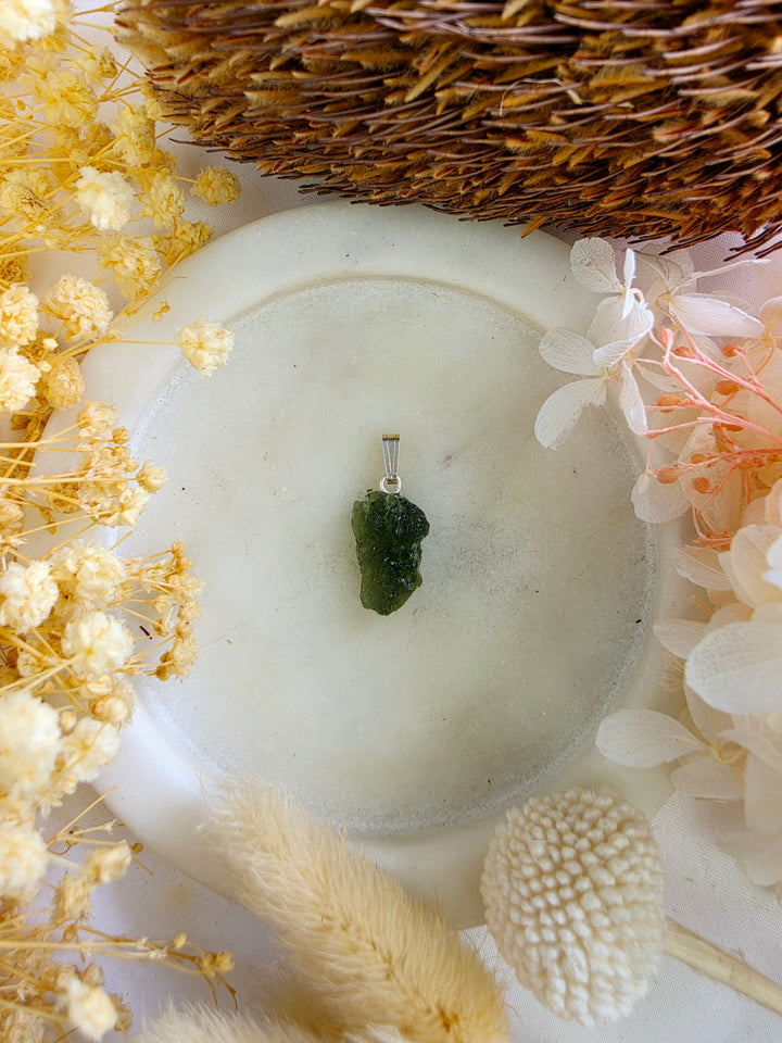 Moldavite Silver Pendant — Manifest & Transform