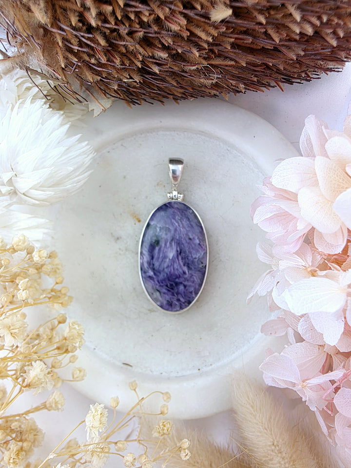 Charoite Silver Pendant
