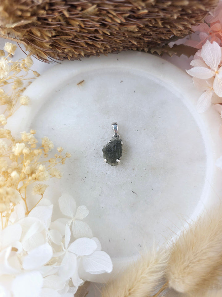 Moldavite Silver Pendant