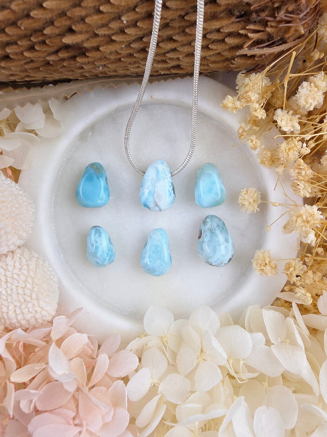 Larimar Small Tumbled Pendant - Calm Waters