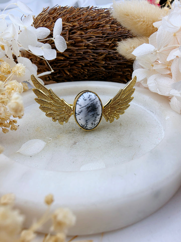 Merlinite Anahata Brass Ring