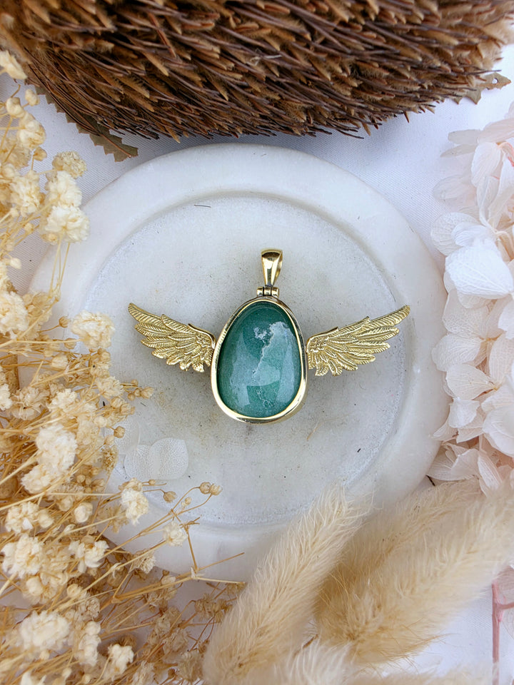Green Aventurine Anahata Brass Pendant