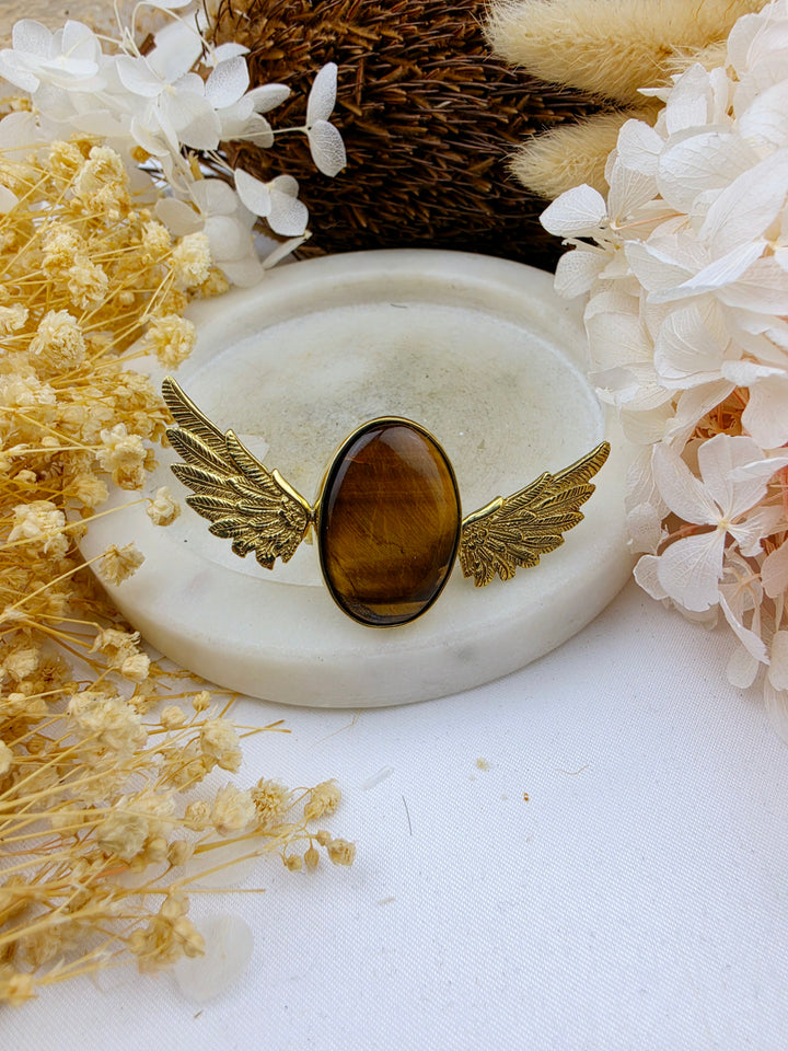 Tigers Eye Anahata Brass Ring
