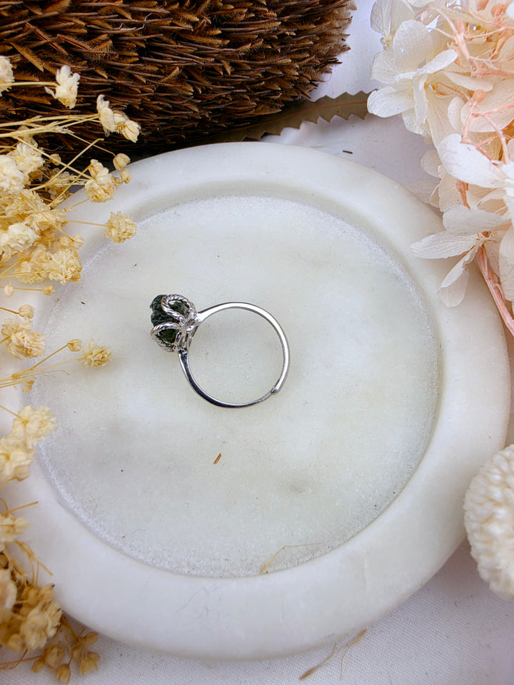Moldavite Silver Ring - Adjustable