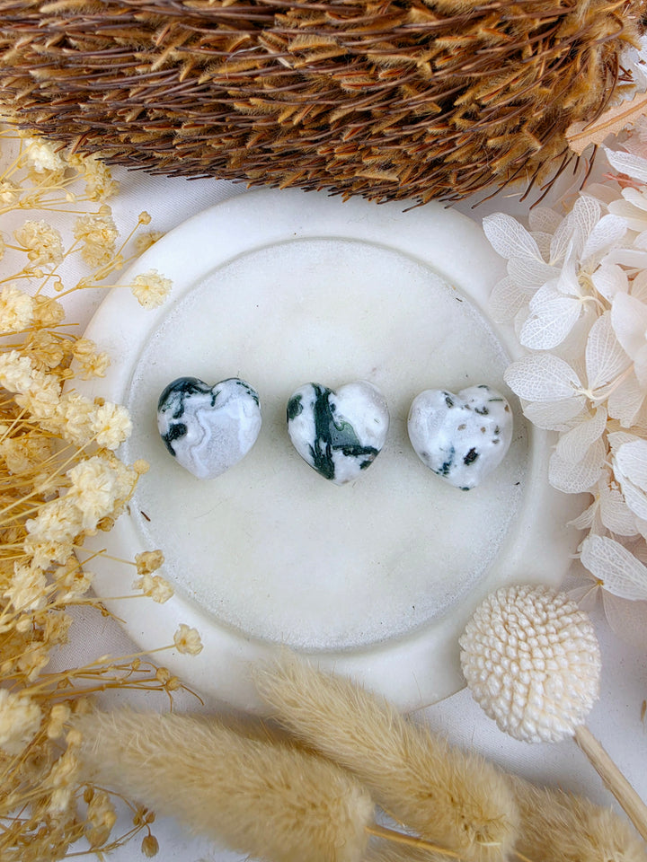 Moss Agate Heart Pendant - New Growth