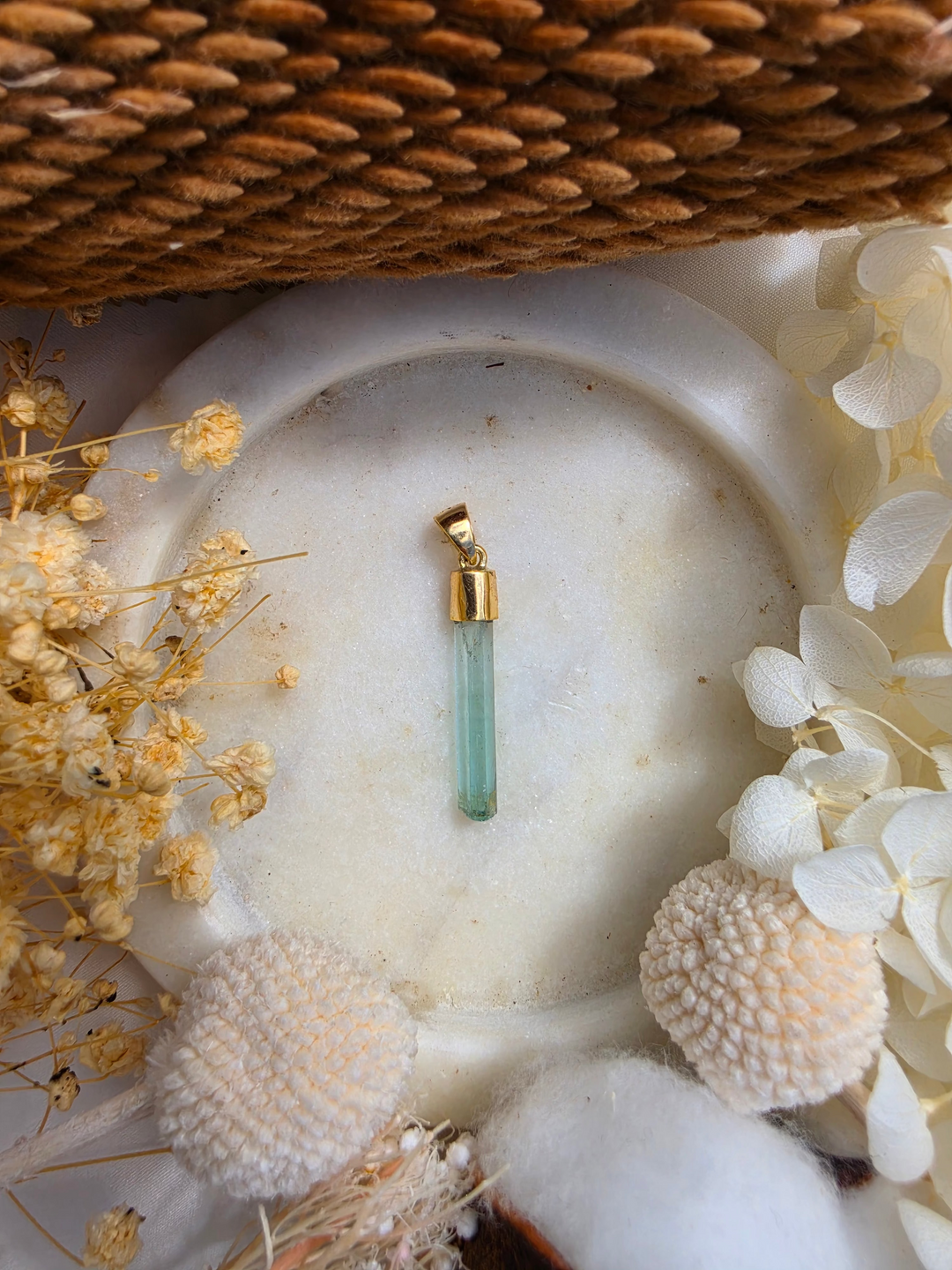 Natural Raw Emerald Pendant – 9K Solid Gold